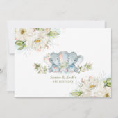 Greenery Elephant Twins Boy Girl Birthday Foto Kaart (Achterkant)
