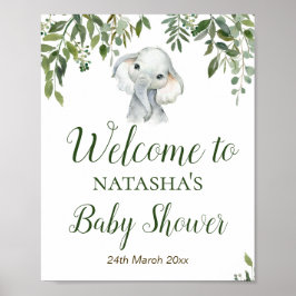 Greenery Elephant Welcome Sign Poster