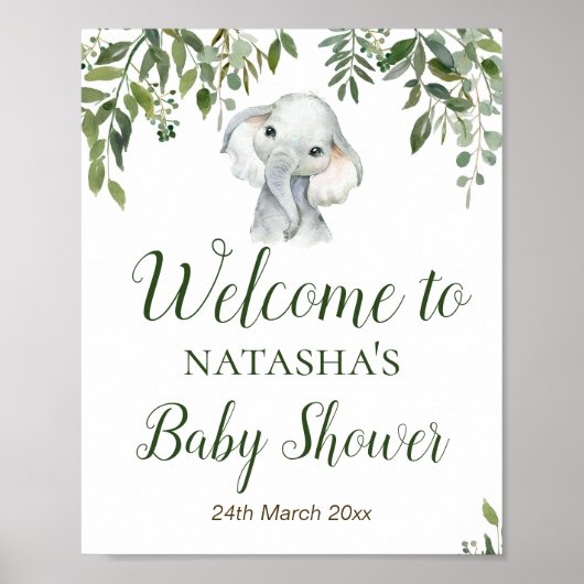 Greenery Elephant Welcome Sign Poster (Voorkant)