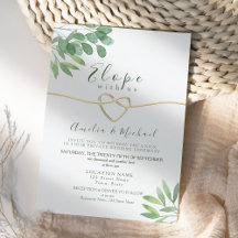Greenery Elope Micro Wedding Invitation