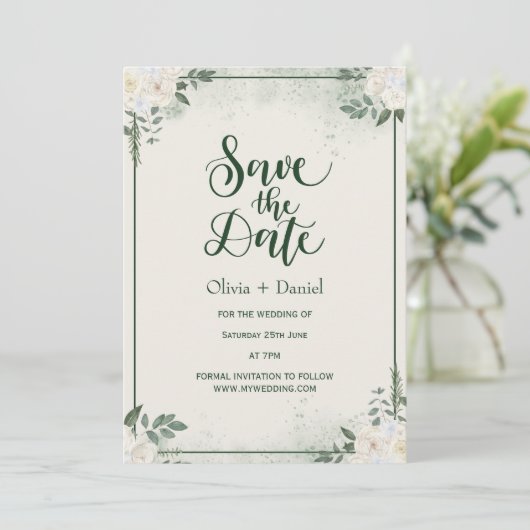Greenery Elopement Save The Date Invitation Kaart (Staand voorkant)