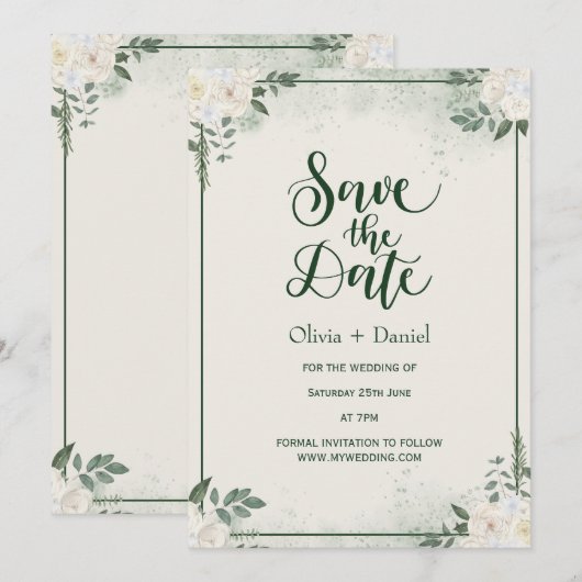 Greenery Elopement Save The Date Invitation Kaart (Voorkant / Achterkant)
