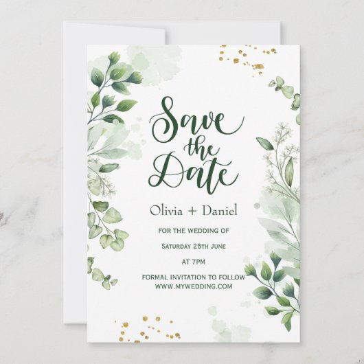 Greenery Elopement Save the Date Uitnodiging (Voorkant)