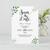 Greenery Elopement trouwdatum uitnodiging (Staand voorkant)