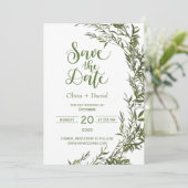 Greenery Elopement trouwdatum uitnodiging (Staand voorkant)