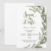 Greenery Elopement trouwdatum uitnodiging (Voorkant / Achterkant)