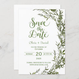 Greenery Elopement trouwdatum uitnodiging