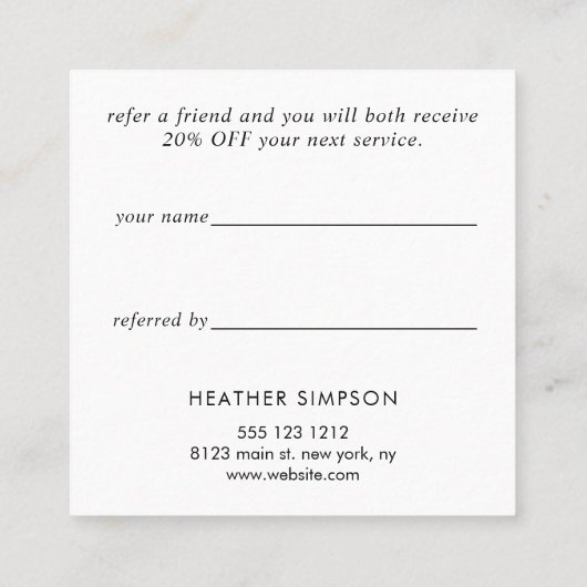 Greenery en Blue Floral Aanbevelingskaartje (Achterkant)