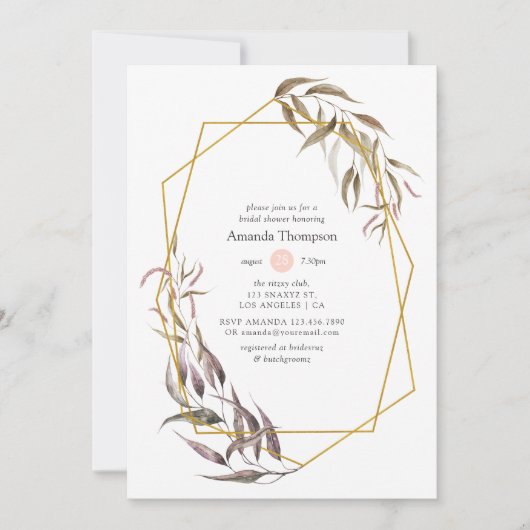 Greenery en Blush Pink Floral Vrijgezellenfeest Kaart (Voorkant)