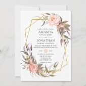 Greenery en Blush Pink Floral Wedding Kaart (Voorkant)