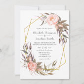 Greenery en Blush Pink Floral Wedding Kaart (Voorkant)