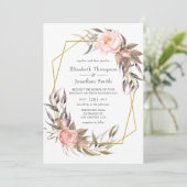 Greenery en Blush Pink Floral Wedding Kaart (Staand voorkant)