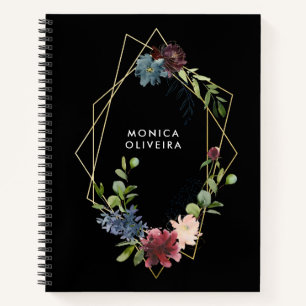 Greenery en Bourgogne Floral Geometric Notitieboek