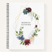 Greenery en Burgundy Floral Geometric Notitieboek (Voorkant)