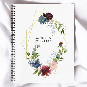 Greenery en Burgundy Floral Geometric Notitieboek
