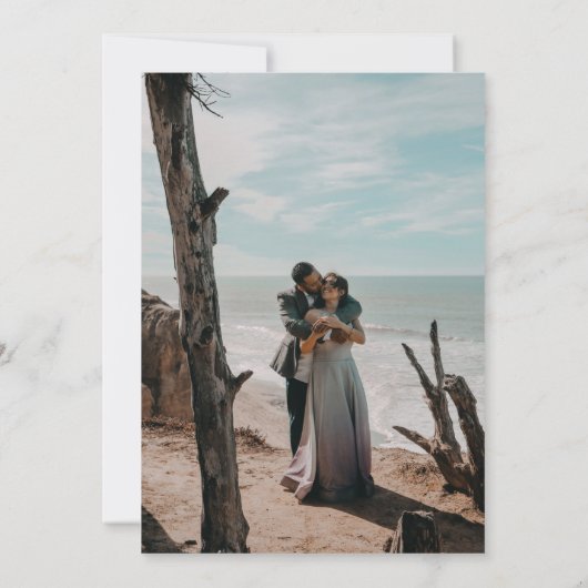 Greenery en Eucalyptus Modern Wedding Black Kaart (Achterkant)