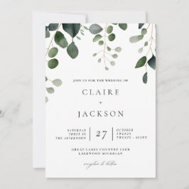 Greenery en Eucalyptus Modern Wedding Invitation Kaart