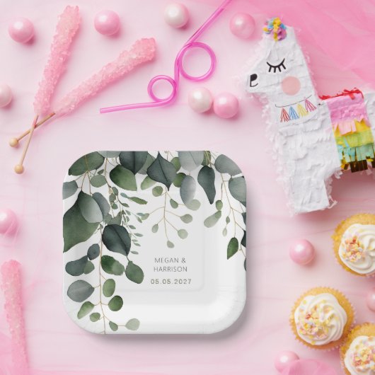 Greenery en Eucalyptus Wedding Bedankt Papieren Bordje (Feest)