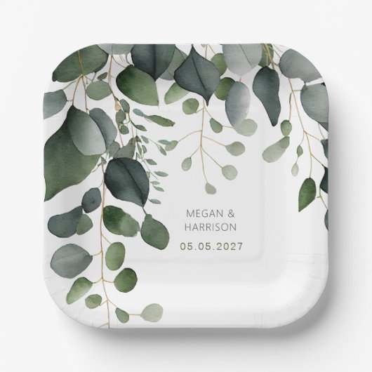 Greenery en Eucalyptus Wedding Bedankt Papieren Bordje (Voorkant)