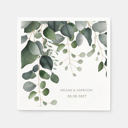 Greenery en Eucalyptus Wedding Bedankt Servet (Voorkant)