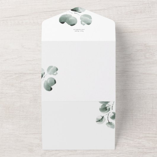 Greenery en Eucalyptus Wedding Invitation All In One Uitnodiging (Buitenkant)