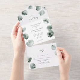 Greenery en Eucalyptus Wedding Invitation All In One Uitnodiging