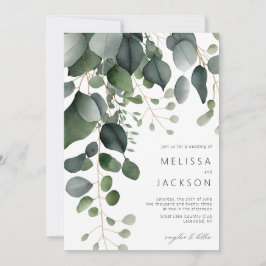 Greenery en Eucalyptus Wedding Invitation Kaart