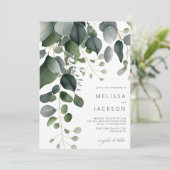 Greenery en Eucalyptus Wedding Invitation Kaart (Staand voorkant)