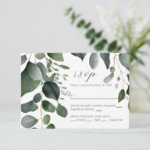 Greenery en Eucalyptus Wedding RSVP Kaart (Staand voorkant)