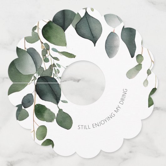 Greenery en Eucalyptus Wedding Wijnglaslabel (Achterkant)