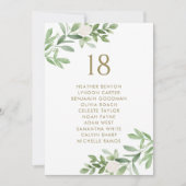 Greenery en Flowers Gold Wedding Seating Chart Aankondiging (Voorkant)