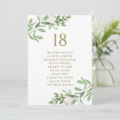 Greenery en Flowers Gold Wedding Seating Chart Aankondiging (Staand voorkant)