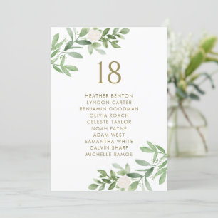 Greenery en Flowers Gold Wedding Seating Chart Aankondiging