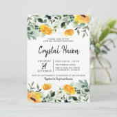 Greenery en Gele Herfst Floral Vrijgezellenfeest Kaart (Staand voorkant)