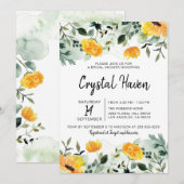 Greenery en Gele Herfst Floral Vrijgezellenfeest Kaart (Voorkant / Achterkant)