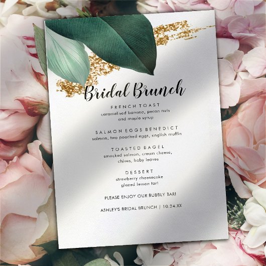 Greenery en Glitter Bridal Brunch Menu