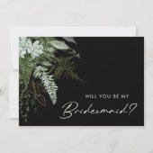 Greenery en Gold Black | Bridesmaid proposal card Kaart (Voorkant)