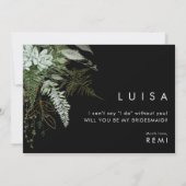 Greenery en Gold Black | Bridesmaid proposal card Kaart (Achterkant)