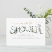 Greenery en Gold Calligraphy Couples Shower Kaart (Staand voorkant)
