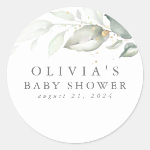 Greenery en Gold Elegant Modern Minimum Ronde Sticker