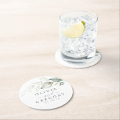 Greenery en Gold Elegant Romantic Wedding Ronde Kartonnen Onderzetter (Insitu)