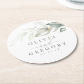 Greenery en Gold Elegant Romantic Wedding Ronde Kartonnen Onderzetter (Gebogen)
