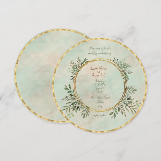 Greenery en Gold Geometric Lijst Kaart (Voorkant / Achterkant)