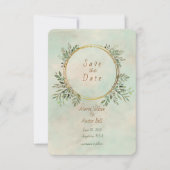 Greenery en Gold Geometric Lijst Save The Date (Voorkant)