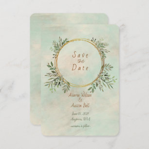 Greenery en Gold Geometric Lijst Save The Date