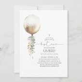 Greenery en Gold Glitter Balloon Elegant Baptisme Kaart (Voorkant)