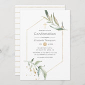 Greenery en Gold Glitter Geometric Bevestiging Kaart (Voorkant / Achterkant)