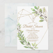 Greenery en Gold Heart Vrijgezellenfeest Kaart (Voorkant / Achterkant)