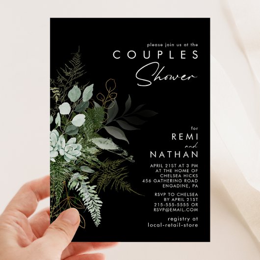 Greenery en Gold Leaf Black | Kogelschoen Kaart