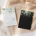 Greenery en Gold Leaf Black Menu Keuze RSVP-kaart<br><div class="desc">We ontwierpen deze groene en gouden bladzwarte menukaart met RSVP-kaart om je eenvoudige maar elegante boho bruiloft te voltooien. Het is voorzien van modern groen en wit eucalyptusblad, vruchtensap, een succulente bloem en minimale gouden folie bladeren. Deze elementen geven het gevoel van een grillig waterverf betoverend bos, perfect voor elke...</div>